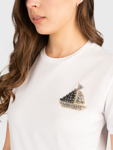 T-shirt with rhinestones in blue - 4