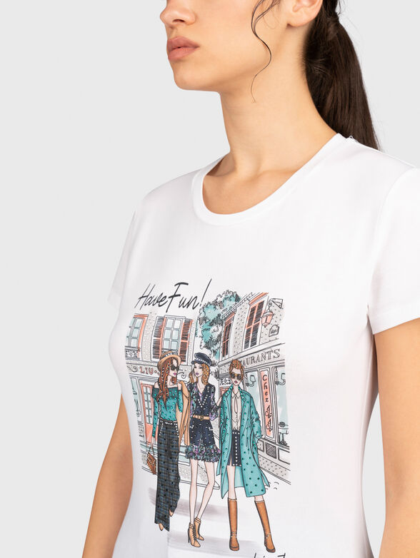 White T-shirt with multicolor print - 4