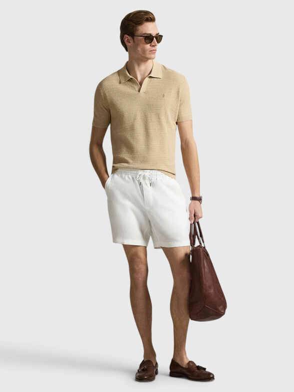 Linen shorts with embroidered logo - 4