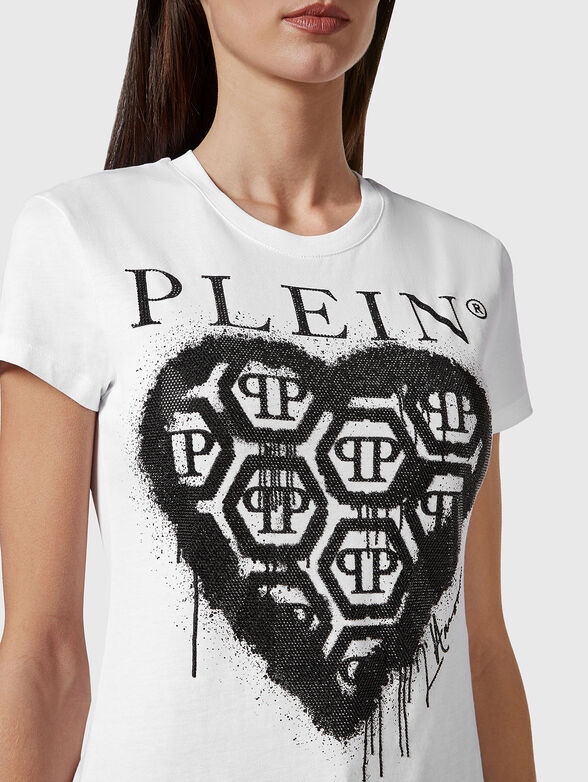 SEXY PURE T-shirt with print and rhinestones - 4