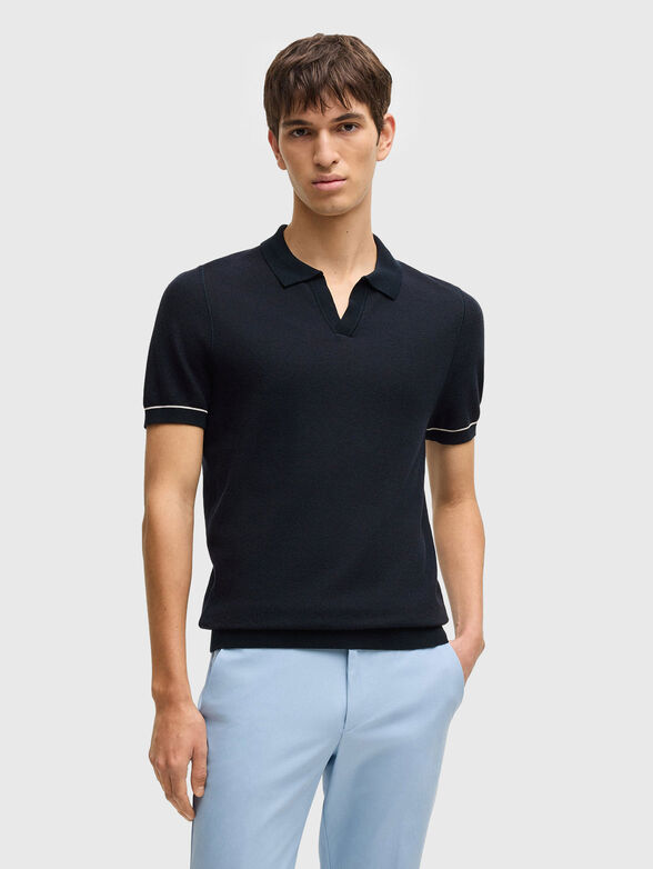 Cotton polo shirt in blue - 1