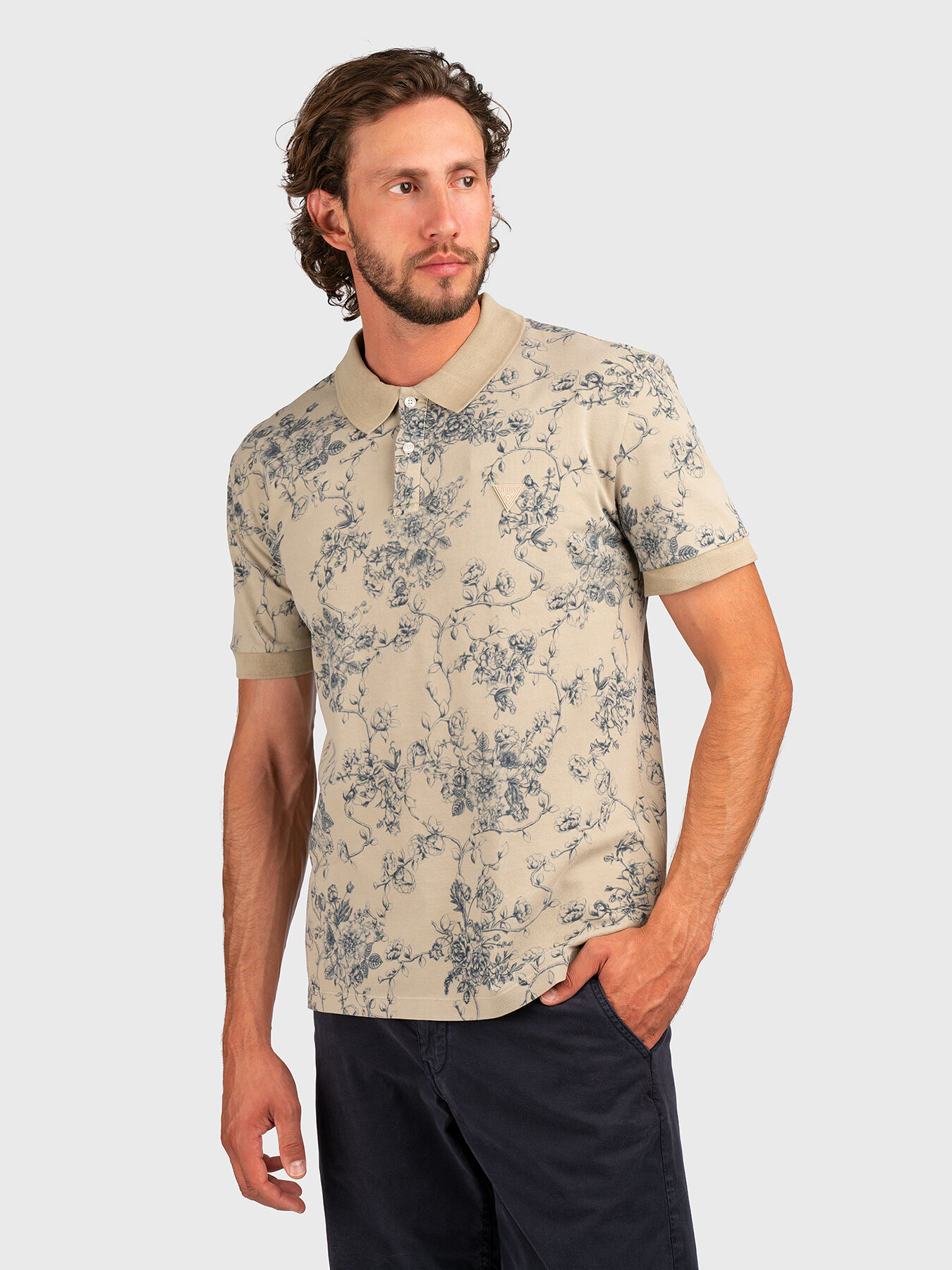 Polo shirt with floral accents brand GUESS