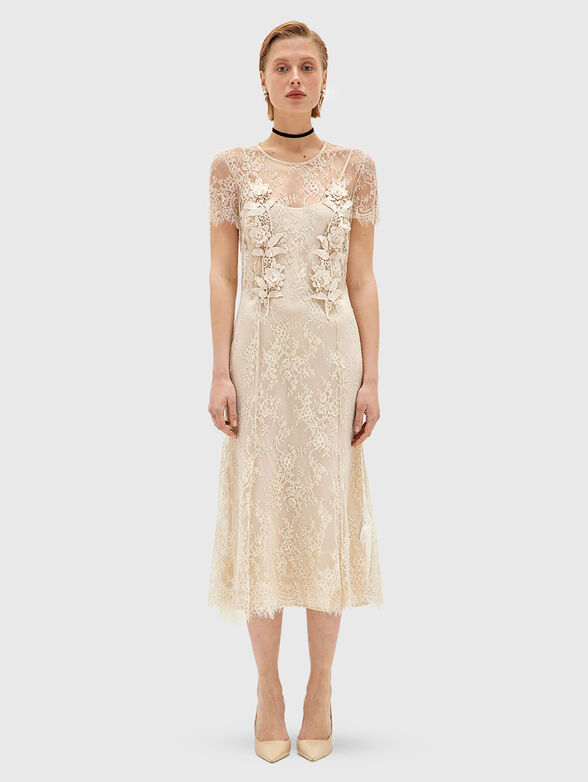 Midi dress with short sleeves made of lace - 1