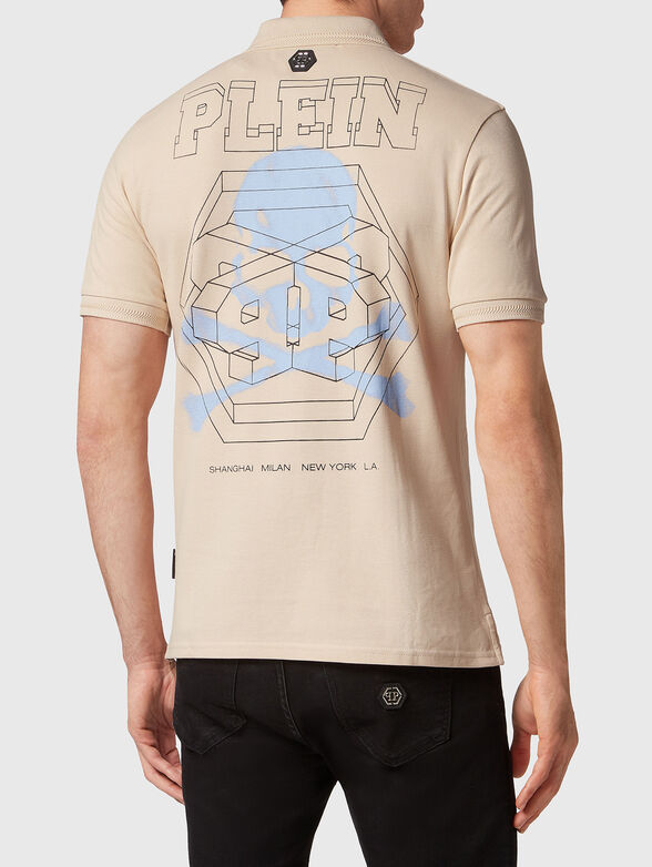 Beige cotton polo shirt with contrasting print - 2