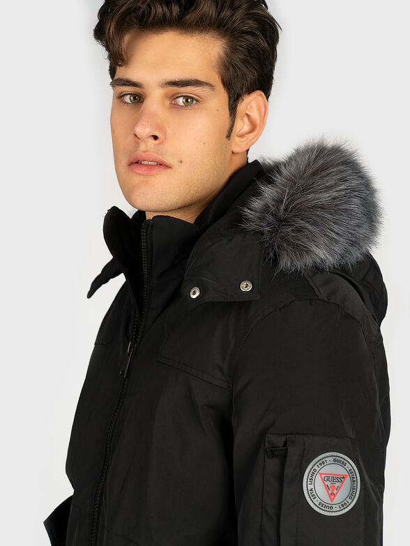 Black jacket with detachable hood - 3
