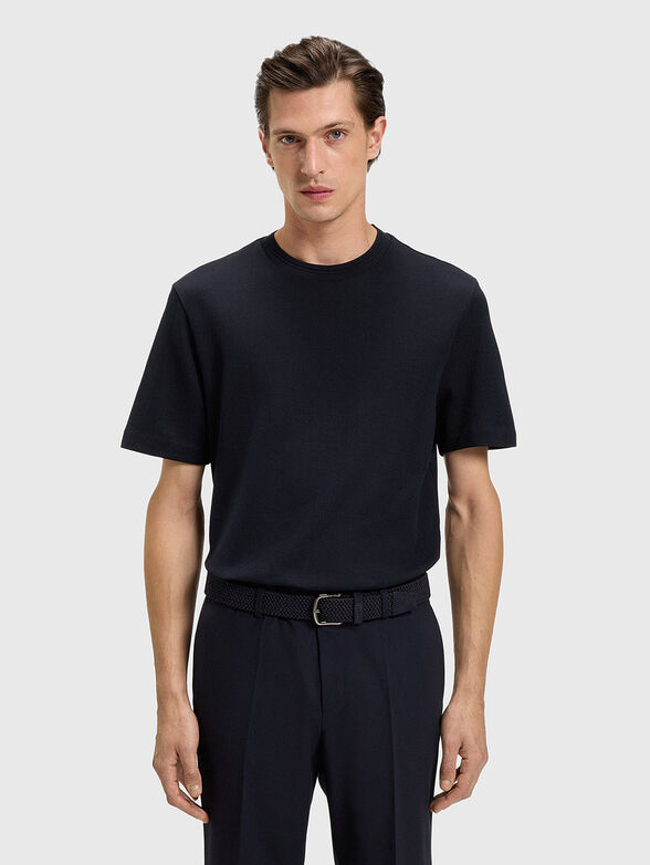 Dark blue cotton T-shirt - 1