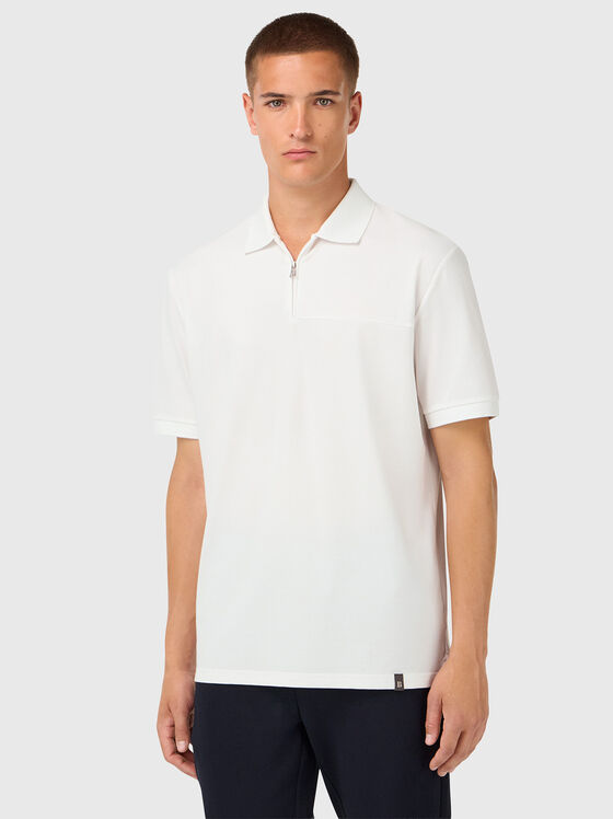 Бял поло-шърт с цип - 1