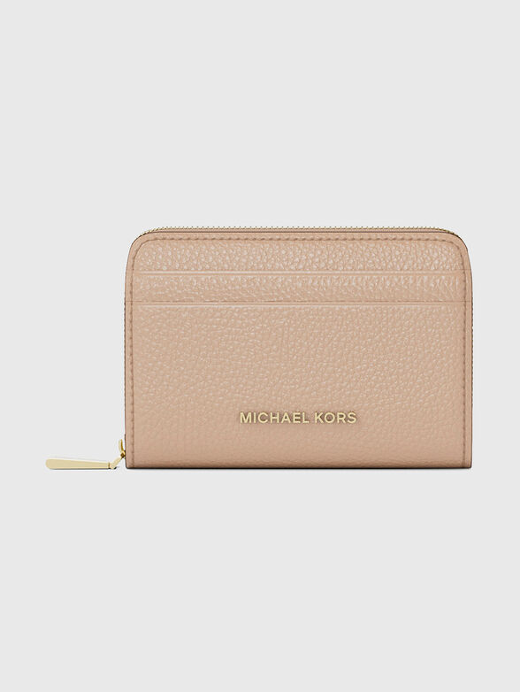 Beige genuine leather wallet - 1