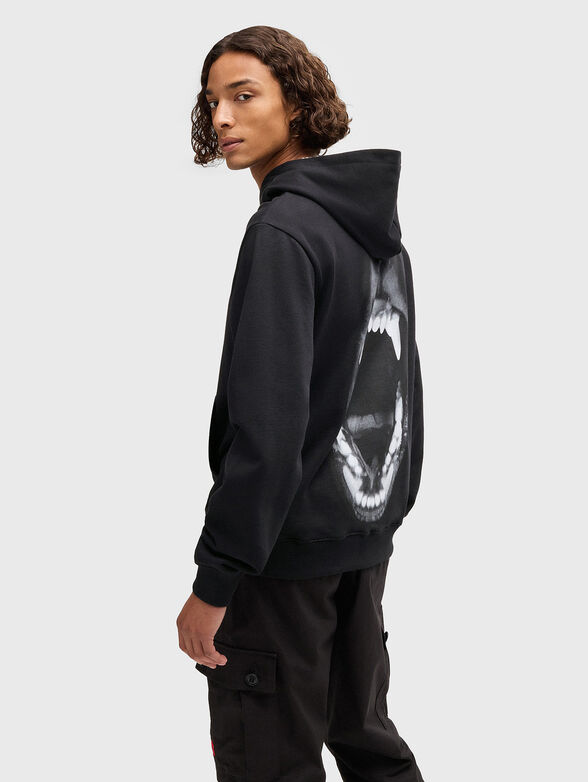 Cotton sweatshirt with hood and animal graphics - 3