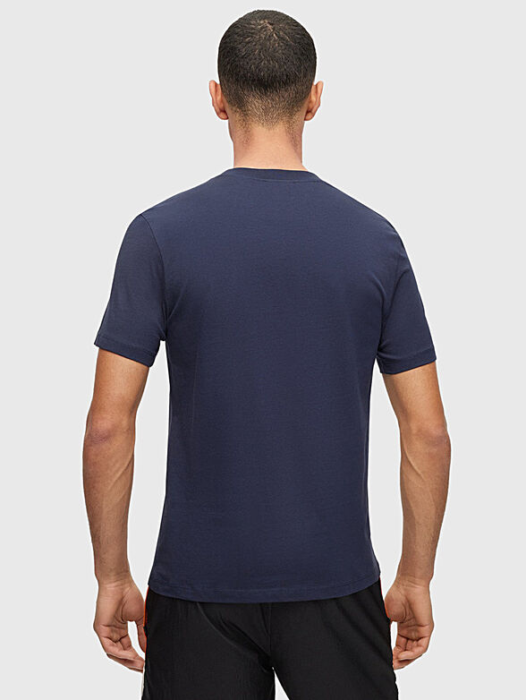 Blue cotton T-shirt with logo print - 3