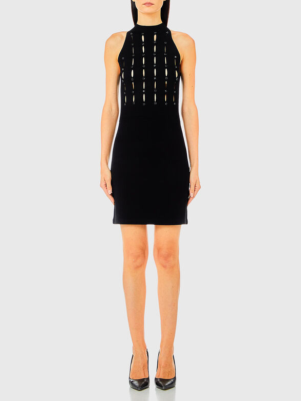 Dress with accent cutouts and rhinestones - 1