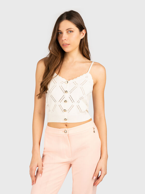 ANNA viscose top with embroidered logo - 1