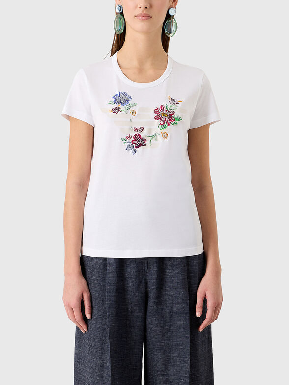 T-shirt with floral embroidery - 1