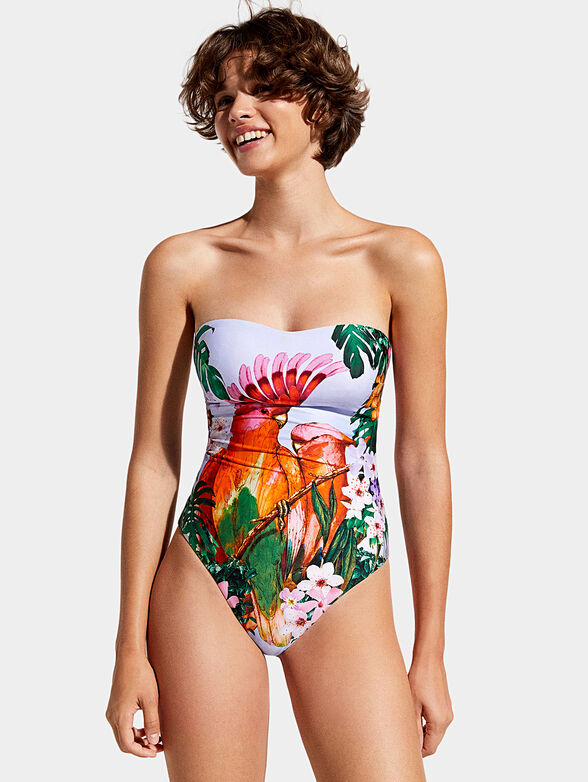 PARROT one-piece swimsuit with tropical print - 1