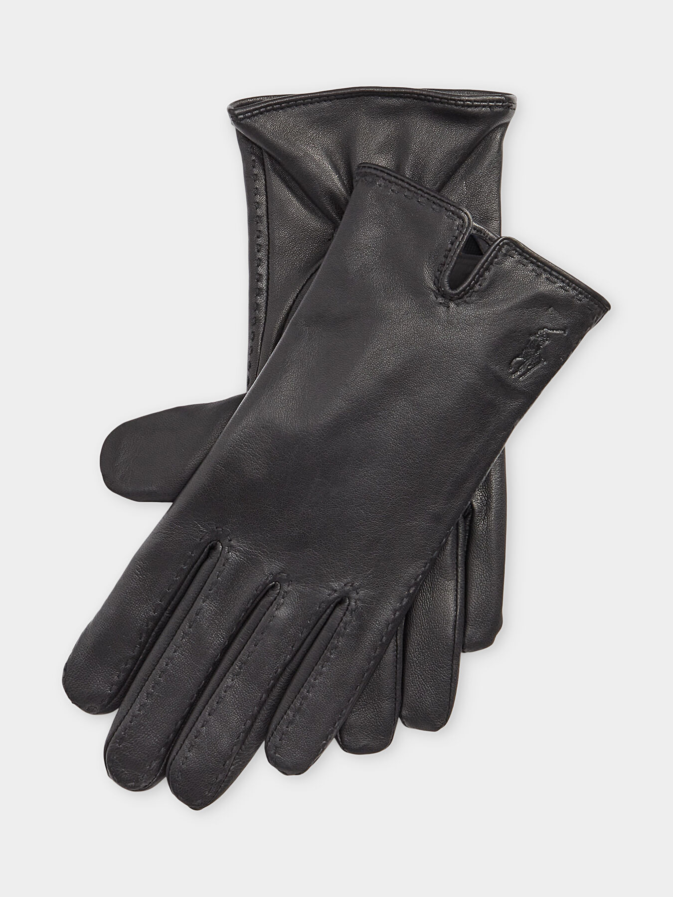 Ralph lauren black leather gloves hot sale