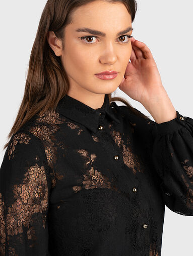 Black shirt with lace accents - 5