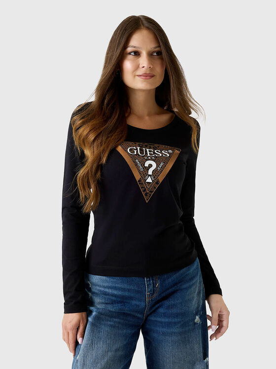 Crew neck blouse with triangular logo - 1