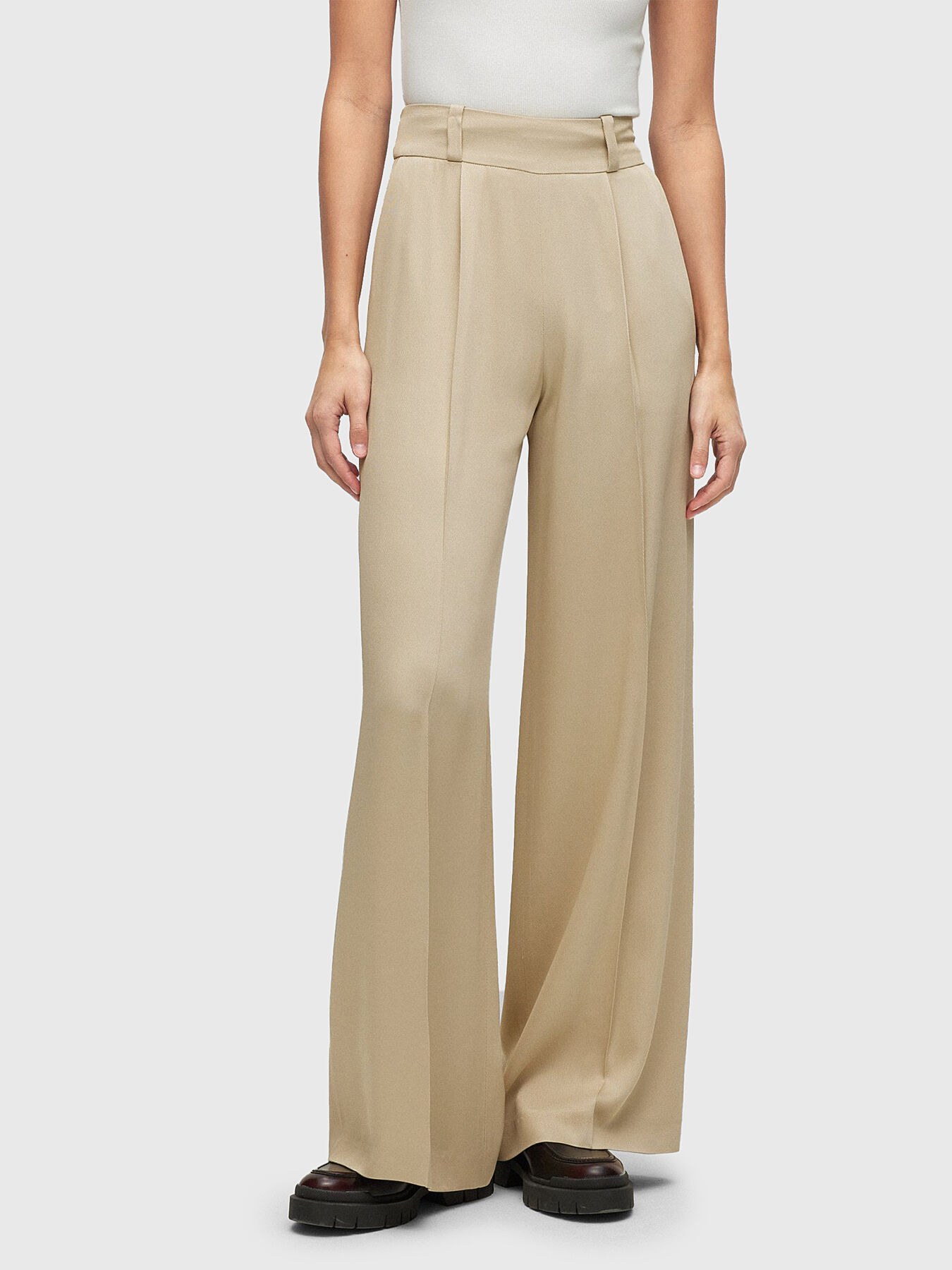 HANIANA beige wide leg trousers brand HUGO