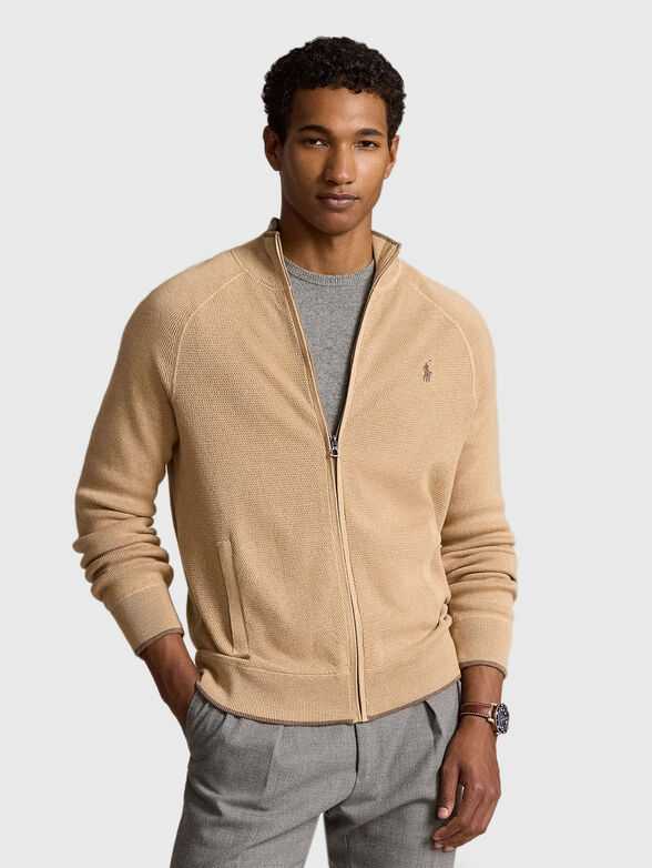 Cotton cardigan in beige colour - 1