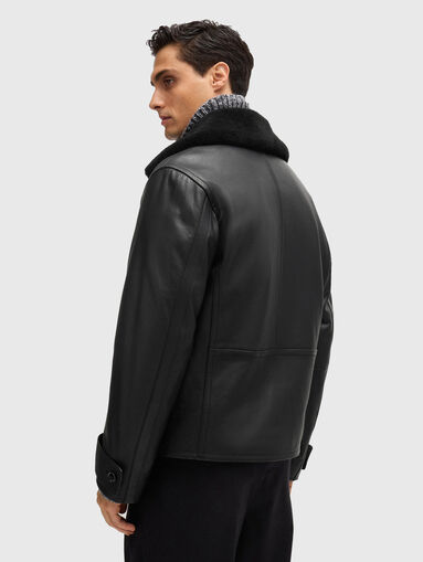 Double-breasted leather jacket - 3