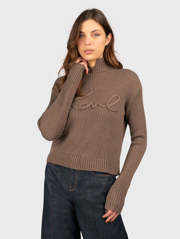 Wool blend polo neck sweater - 1
