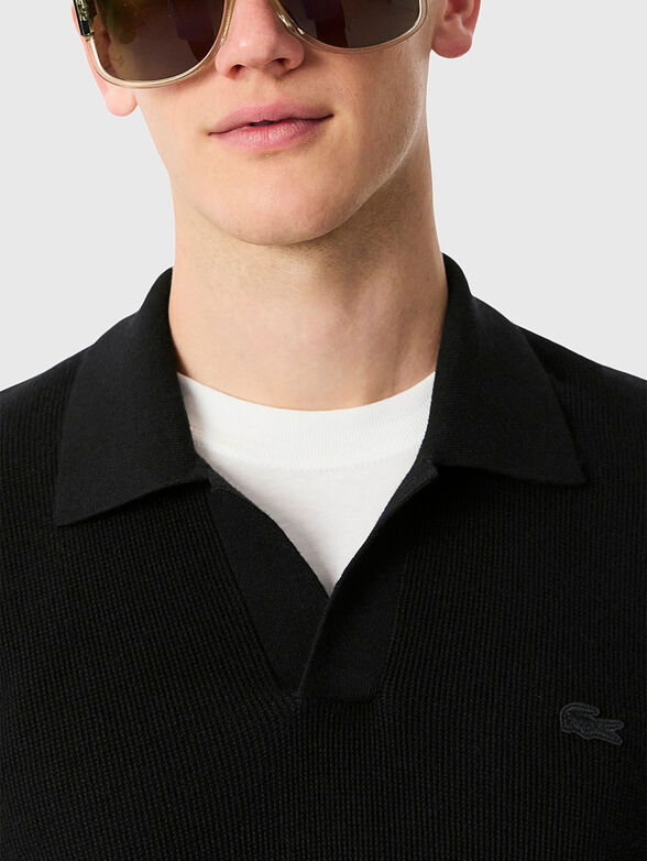 Knitted cotton blend polo shirt - 4