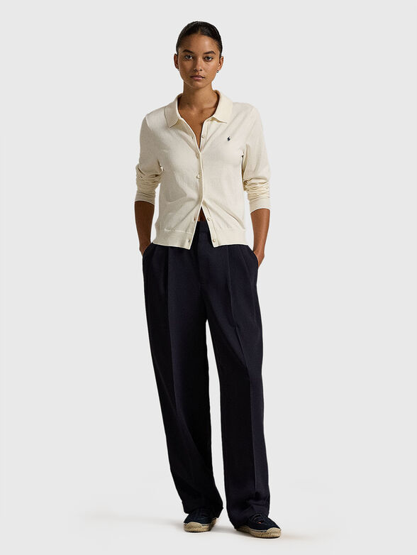 Ecru cardigan with embroidered logo - 2