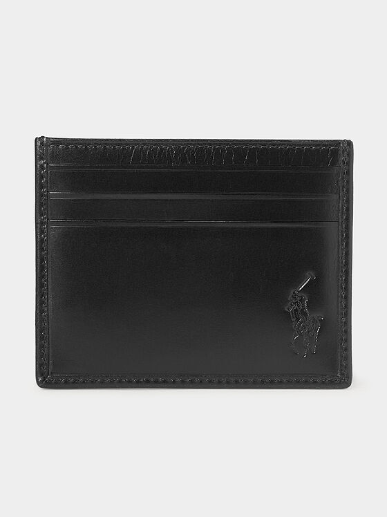 Leather card holder with logo print - 1
