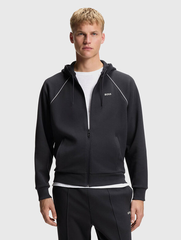 Hoodie with zip and contrast trim - 1