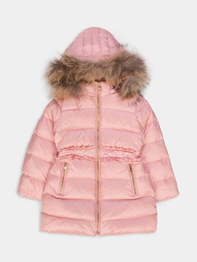 Quilted down jacket with a hood - 1
