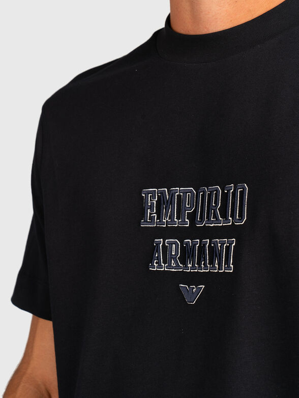 Black T-shirt with logo embroidery - 4