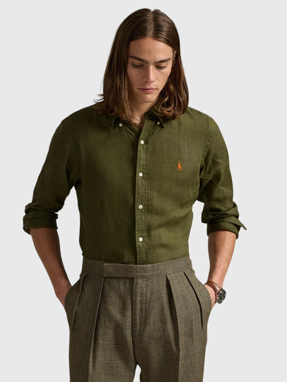 Linen shirt with logo embroidery - 1