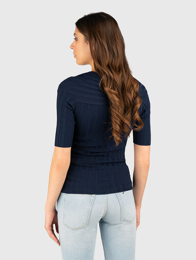 Short sleeved blouse with accent neckline - 3