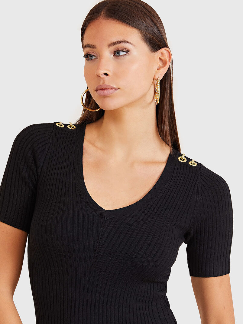 ALICE dress with V-neck and golden details - 3