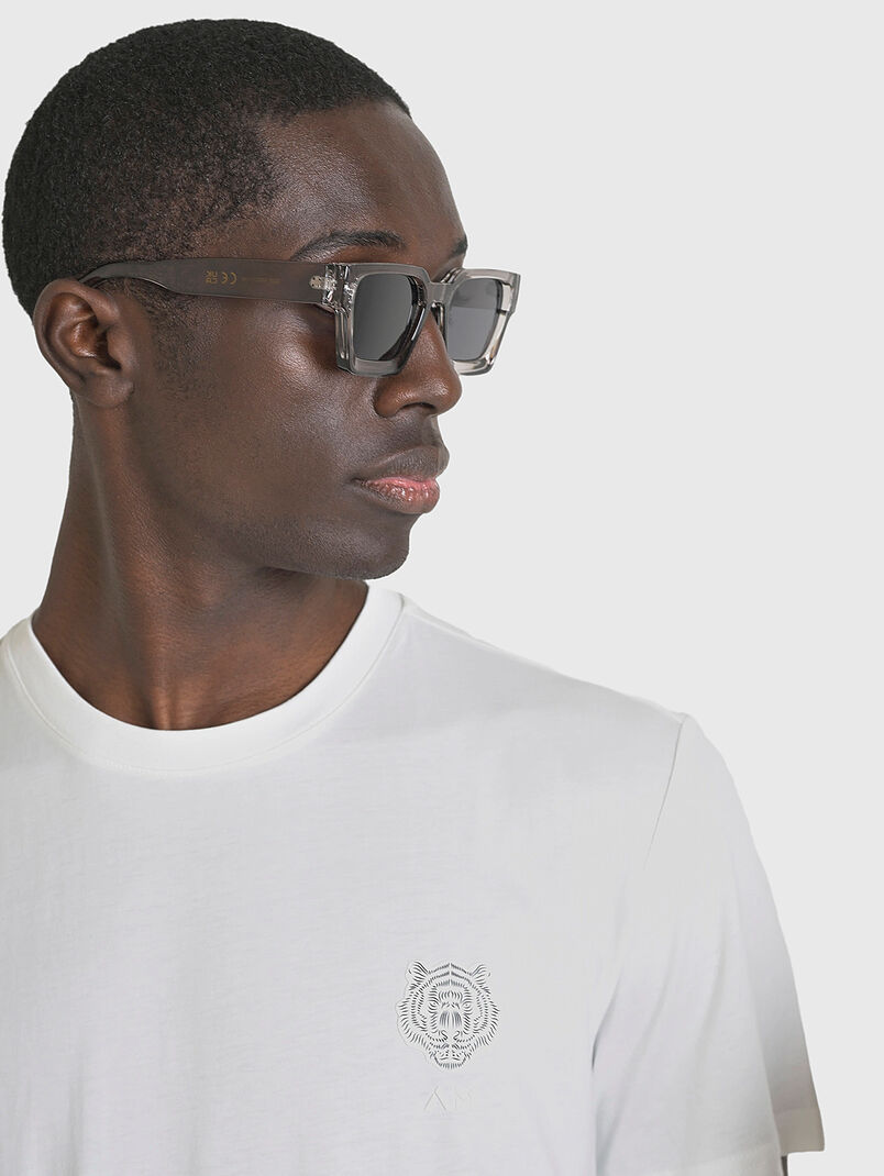 Cotton T-shirt in black with oval neckline  - 3