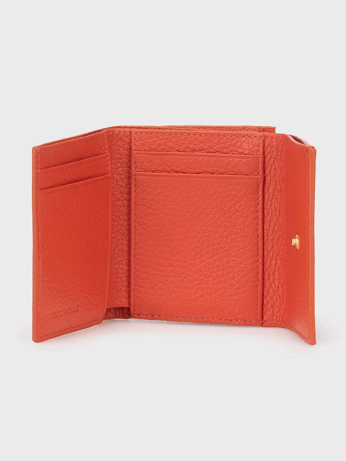 COCCINELLE E2MW511B801LLICSOFTJ70 関税送料込 Leather wallet with gold logo in orange colour brand