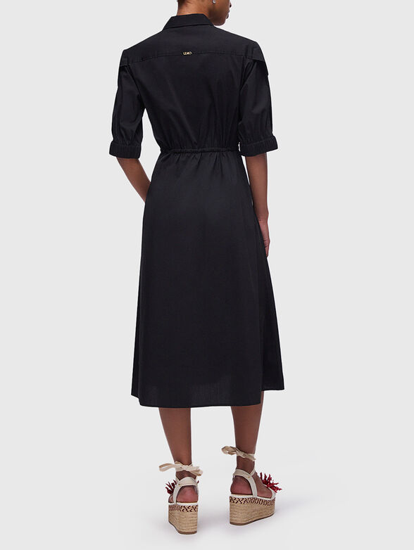 Poplin midi dress with short sleeves - 2