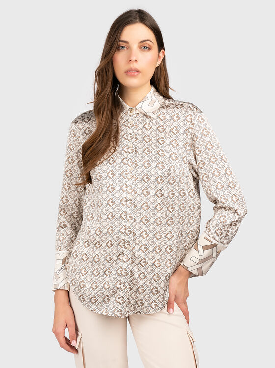 Сатенирана риза ALEXANDRA с лого принт - 1