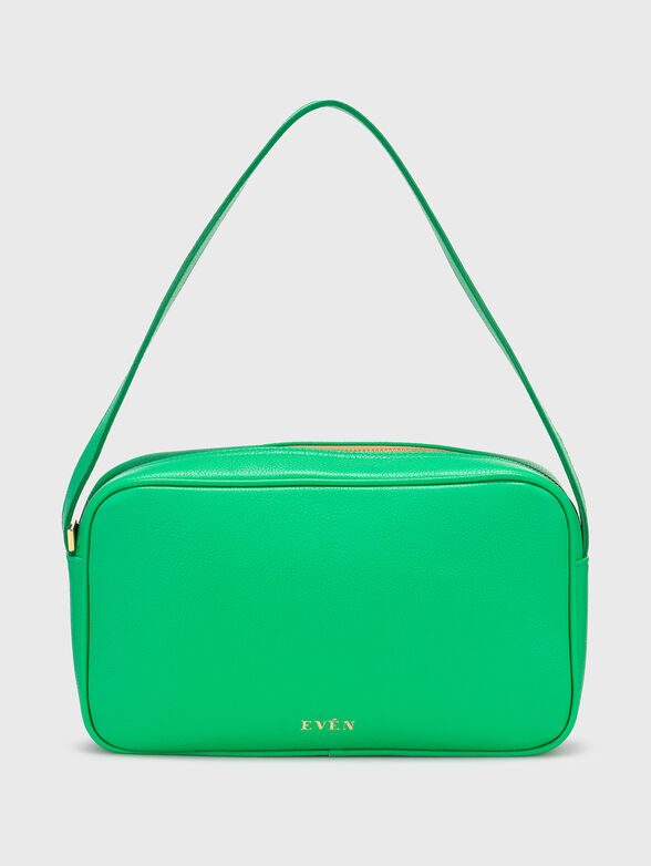 Small leather bag with logo in beige - 1