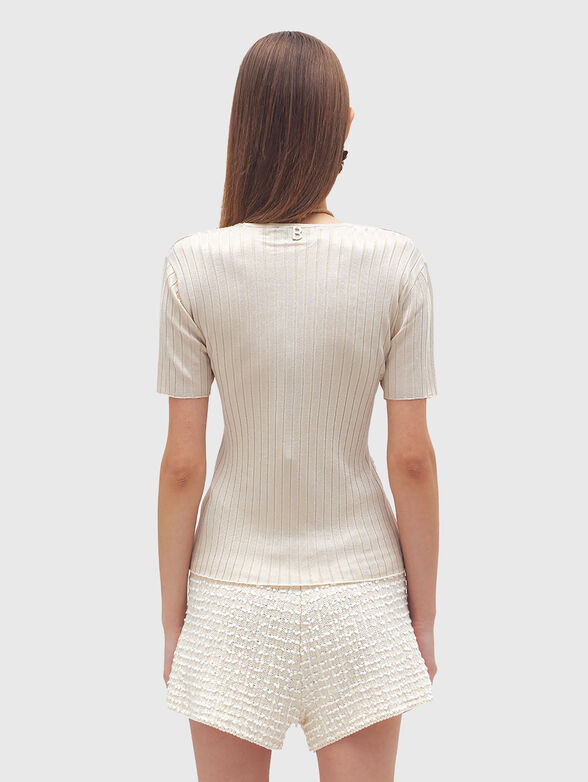 Short sleeved V-neck sweater - 3