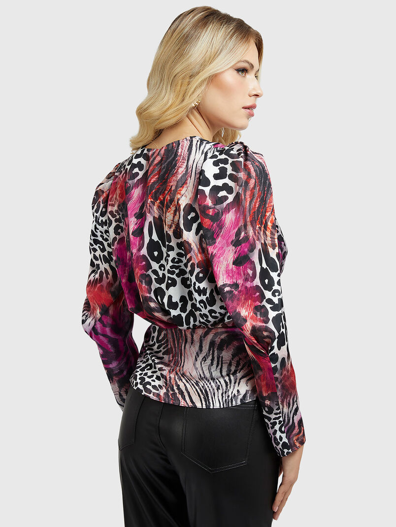 LORENZA V-neck blouse with animal print - 3