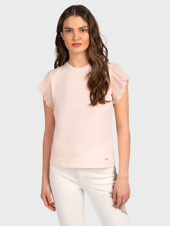 Black T-shirt with accent sleeves - 1