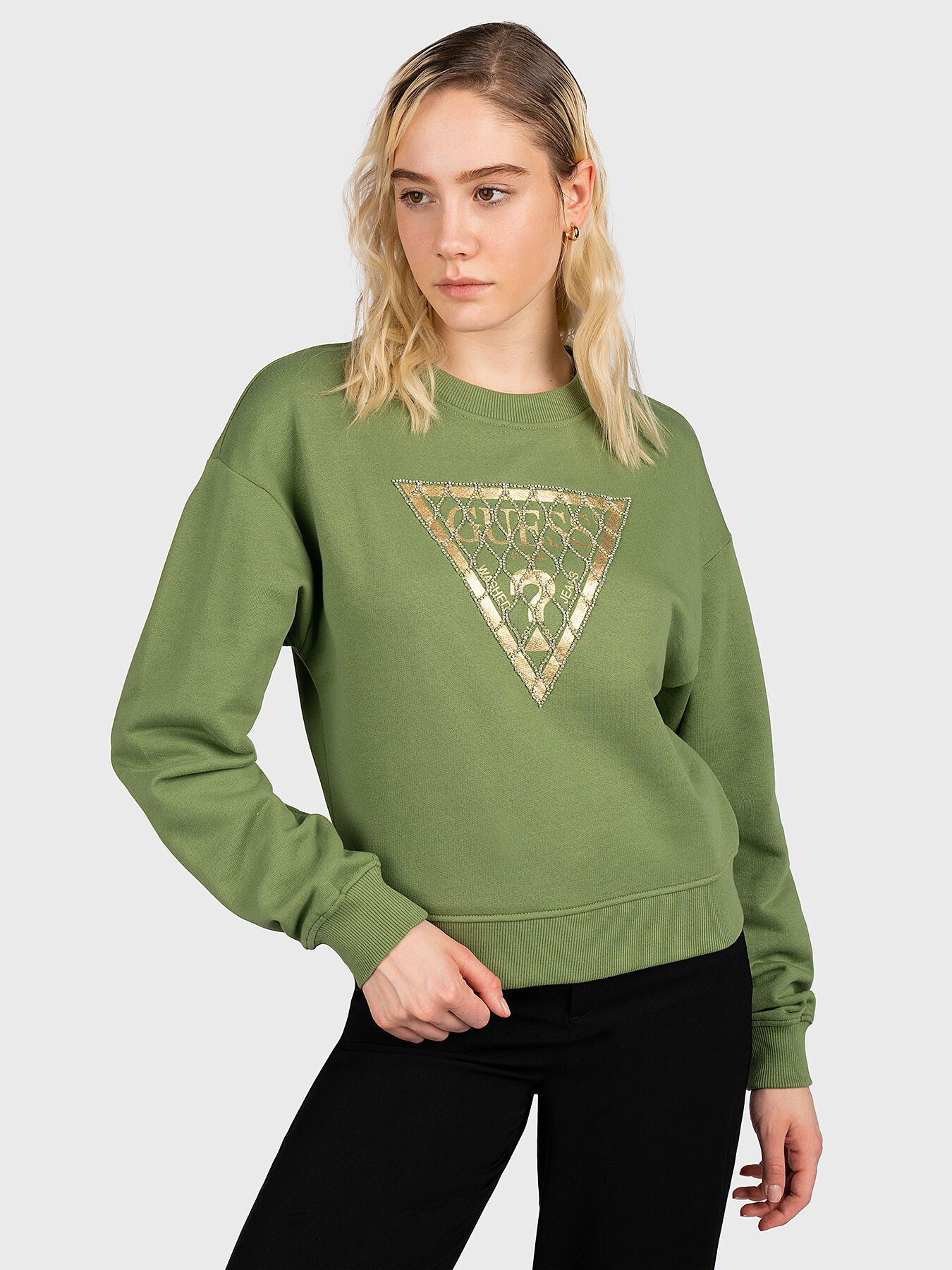 Blouse with shiny logo element brand GUESS