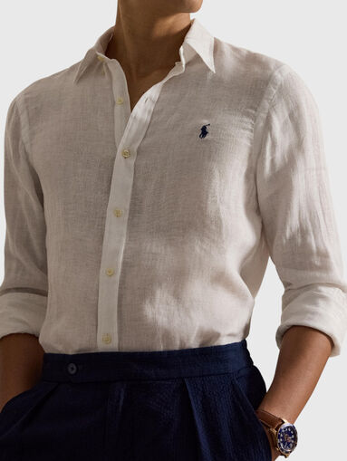 Linen shirt with embroidered logo - 5