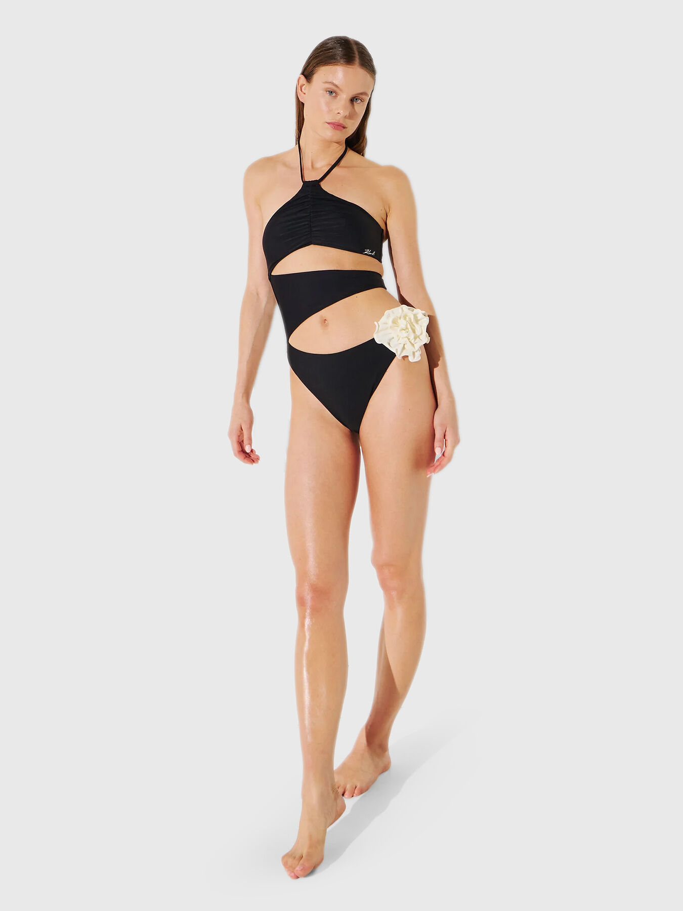 KARL LAGERFELD【フラワー付き☆KARL DNA FLOWER SWIMSUIT 】 Karl Lagerfeld DNA Flower Swimsuit | Black | FARFETCH GE