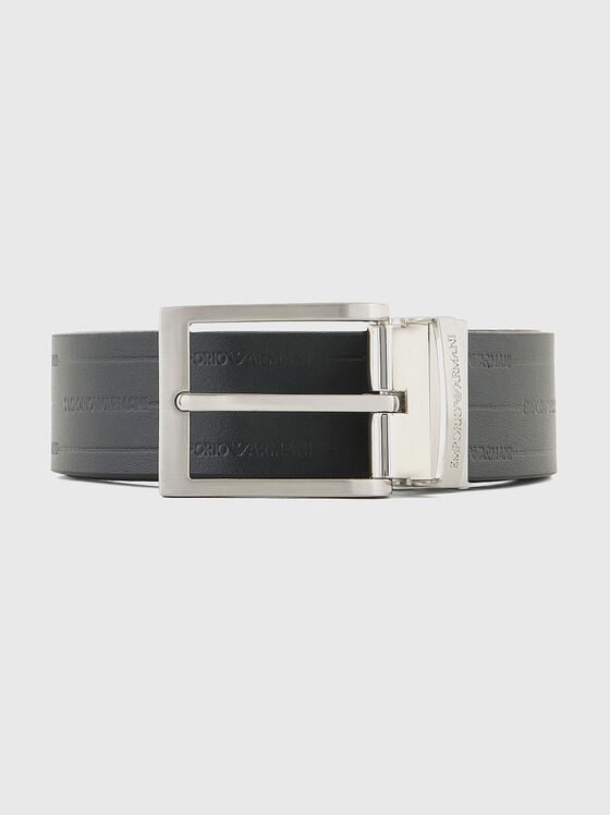 Reversible leather belt with embossed logo - 1