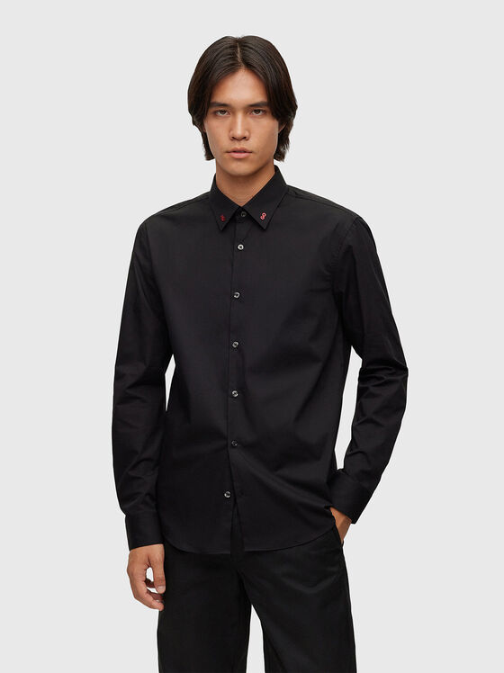 Черна риза от памучен бленд ERMO - 1