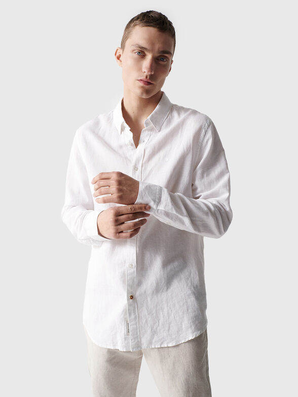 Light blue linen and cotton shirt - 1