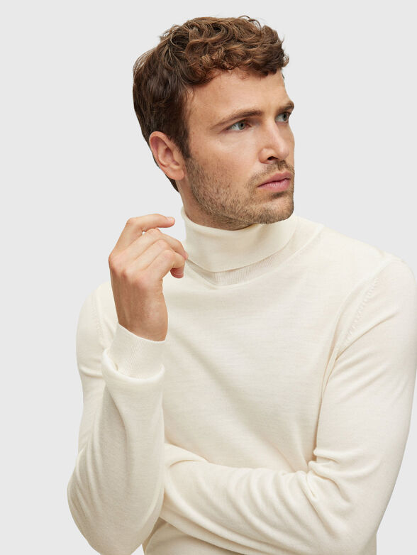 MUSSO-P polo neck slim sweater in gray color - 4