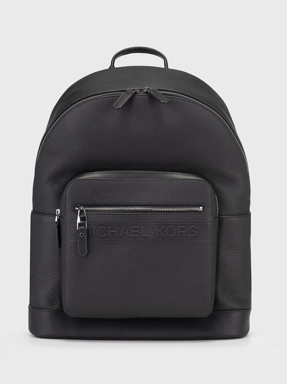 Leather backpack with logo accent - 1